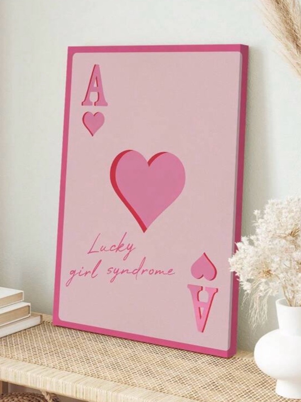 Pink Lucky Girl Syndrome Wall Art Canvas Print | 40x60cm | No Frame Included